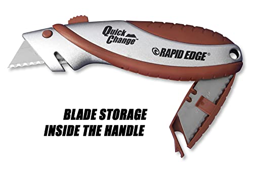 Rapid Edge Easy Change Heavy-Duty Utility Knife with Soft Comfort Grip, String Cutter and 3 Rapid Edge Serrated Razor Knife Blades (Bundle (1-Pack + 50 Blades)) - Thumbnail 3