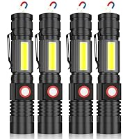 Karrong Taschenlampe LED Aufladbar mit Magnet COB Seitenlicht Zoombar, Extrem Hell 3000 Lumen USB Taschenlampen Batteriebetrieben Wasserdicht, 4 Modi für Outdoor Wandern Camping Notfall, braun – Ansicht 1