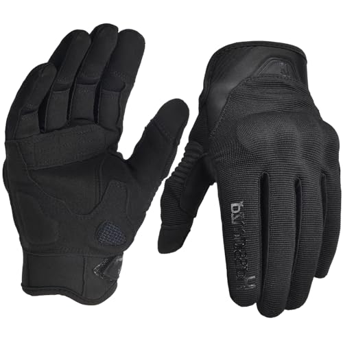 Harssidanzar Gants de Moto à Doigts complets pour Hommes avec écran Tactile SM061EU,Noir,Taille L