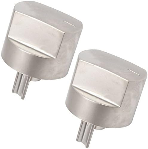 SPARES2GO Przycisk kontrolny, przełącznik i trzonek do pieca, kuchenki Stoves, płyty kuchennej (srebrny, 2 sztuki)
