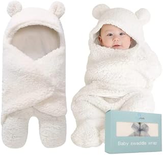 BlueMello Baby Swaddle Blanket | Ultra-Soft Plush Essential for Infants 0-6 Months | Receiving Swaddling Wrap White | Ideal Newborn Registry and Toddler Boy Accessories | Perfect Baby Girl Shower Gift