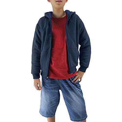Facitisu Boys Fleece Hoodies Youth Sherpa Lined Full Zip Hooded Jacket Child Athletic Winter Warm Sweatshirts2