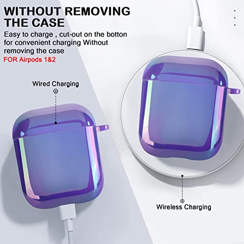 Glitter Laser Case For Airpods 2/1 With Pearl Wrist Bracelet Chain Keychain Soft Tpu Protective Case For Women Girls Kids Cover Compatible With Airpod 2Nd &1St Gen -Lilac Purple #TOP1