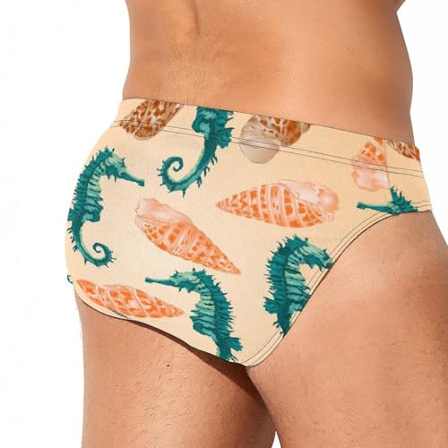 Seahorse and Starfish Mens Swim Briefs Quick Dry Swimming Trunks Training Swimsuit Low Rise Swimwear3