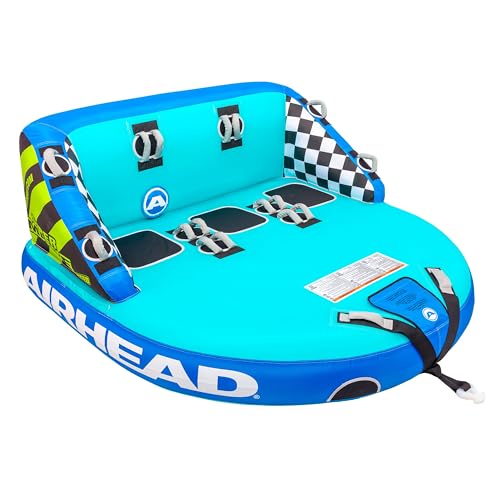 Image of Airhead Mable Towable Tube for Boating, 1-4 Rider Inflatable Boat Tube for Water Tubing, Heavy Duty Full Nylon Cover, EVA Foam Pads, Dual Tow Point, Patented Speed Safety Valve