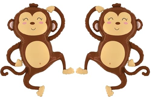 Viojrlly 2 Piezas Globos de Mono, Globos de Animales de la Selva, Globo de Papel Aluminio Animales, Globos Animales Cumpleaños, Decoración Temática de la Selva, Decoración de Cumpleaños Infantil