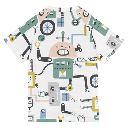 Aflyko Fun Kid Rashguard Shirt Funny Robot Boys Girls Swimsuit Top2