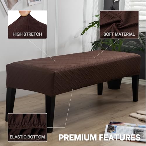 Image of SearchI Dining Bench Cover, Stretch Washable Long Bench Seat Covers, Rectangle Dining Table Bench Slipover for Dining Room, Living Room, Kitchen(Coffee)