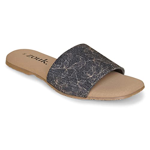 Image of ZOUK womens Hooghly Marine Casual Flats Black Sandal