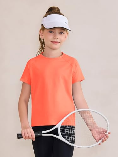 Image of Haloumoning Girls Athletic Shirts Short Sleeve Quick Dry T-Shirt Kids Summer Tee Tops 5-14Y
