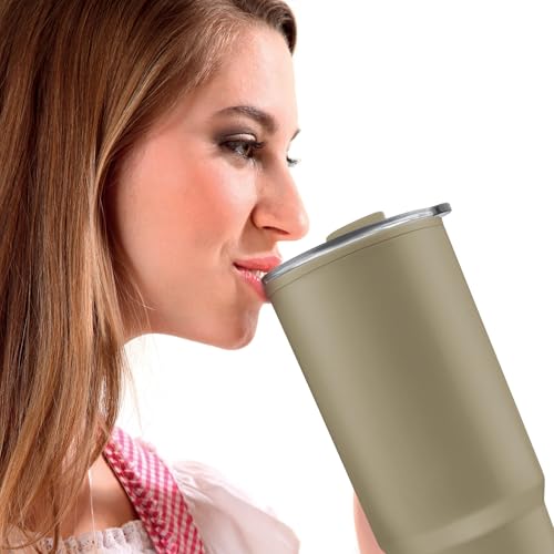 Image of MILTON Maven 1000 Plastic Water Tumbler | 2-in1 Lid Sip or Gulp | Crystal Clear BPA Free-Food Grade | Sturdy Handle | Large Travel Mug for Gym, Office & Outdoor Use, 1 L, Brown