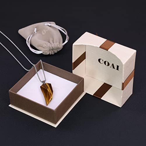 COAI Stainless Steel Chain Wolf Tooth Stone Pendant Necklace