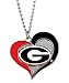 NCAA Georgia Bulldogs Swirl Heart Necklace Charm Gift Set