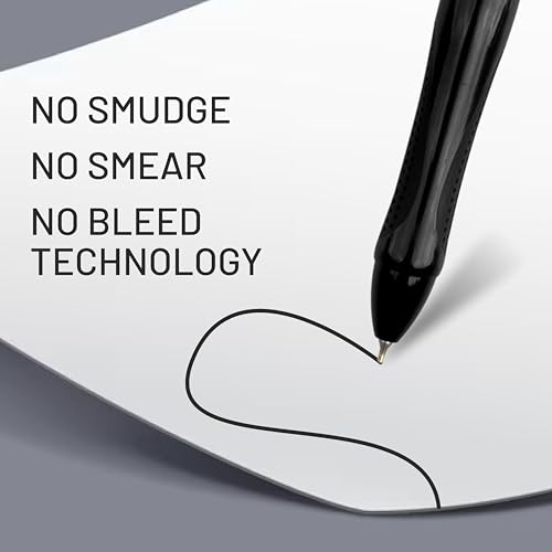 Image of Anupam Snapy Roller Gel Pen 0.5 mm, Waterproof Smooth Quick-Dry Dark Ink, Comfortable Grip Exam & Office Pen, Refillable (3 Blue Body BlueInk, 3 Black Body BlackInk)
