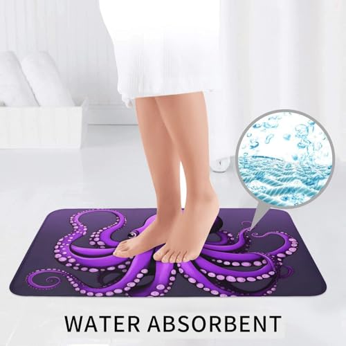 Tapis de bain pieuvre violet séchage rapide ensemble antidérapant 3 pièces - 7