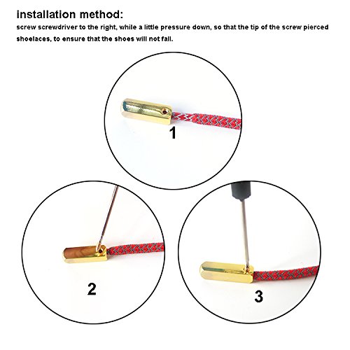 Metal Aglets Shoelace Tips ( Set of 4 Tips And Screws Includes Screwdriver) (Gold) - Thumbnail 3