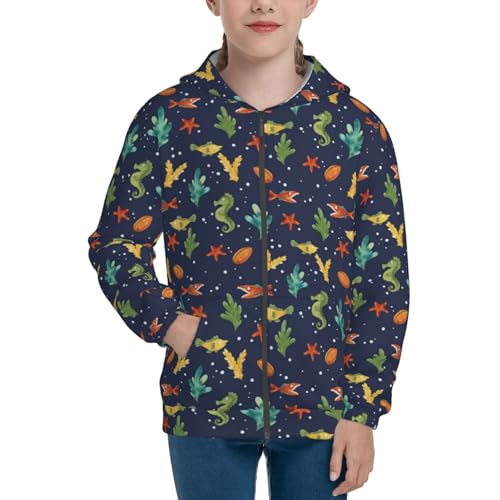 Shells and Seaweed Kid Hoodies Boys Zip Up Sweatshirts Girls Pullover with Pocket3