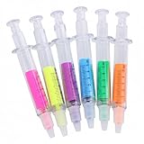 Hyleara Textmarker Set, 6 Farben Highlighter Pens mit Keilspitze, Spritzen-Textmarker, Krankenschwester Geschenke, Leuchtstifte, Marker Stifte zum präzisen Unterstreichen und Markieren