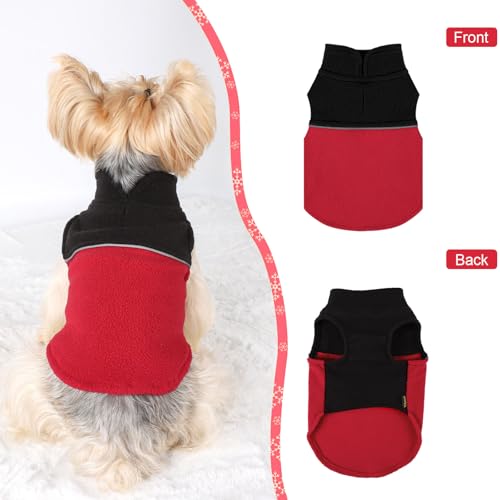 Image of Dog Clothes for Small Dogs Fleece Vest Dog Sweater Boy Girl, Warm Pullover Fleece Doggie Jacket, Winter Pet Ourfit Chihuahua Sweater - Yorkie Clothes (Black + Red, Medium)