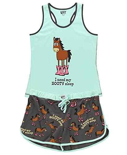 Lazy One Matching Pajamas For Women, Cute Pajama Shorts And Tank Top Set, Dolphin, Horse, Western (Booty Sleep, X-Large) #TOP2