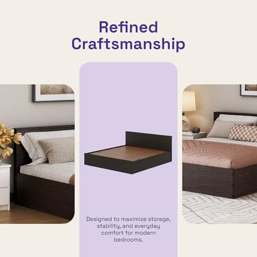Image of Wakefit Bed | 1 Yr Warranty | King Size Bed, Comes with Storage Box, Noise-Free, Density: 680-750 kg /m, Termite & Borer Resistant, Fits Mattresses Up to 8 Inches (Taurus 78 x 72 - Wenge)