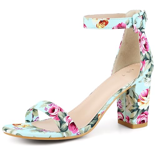 Image of Allegra K Women's Floral Print Open Toe Block High Heels Summer Sandals