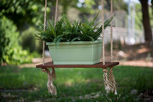 Tabor Tools Plastic 15.5 Inch Window Box Planter With Attached Saucer For Indoor And Outdoor Use, Small Rectangular Trough Planter. Vev401A. (Snow White, Flower Emboss) #TOP5