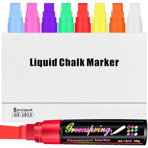 FULIBAO Jumbo Window Markers 8 Colors Liquid Chalk Markers Erasable [15mm] Big Chalk Markers for Car Washable and Glass, Chalkboard, Blackboard, Bistro, Mirror, Poster, Businessâ€¦