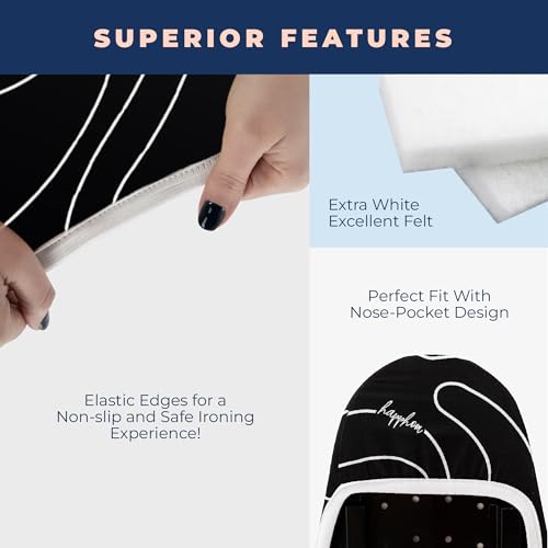 Image of Ironing Board Cover and Pad Extra Thick Heavy Duty Padded Multiple Layers, Silver Coated Ironing Board Cover, Non Stick Scorch and Stain Resistant Standard Size 15x54 with Elasticized Edges (Black)