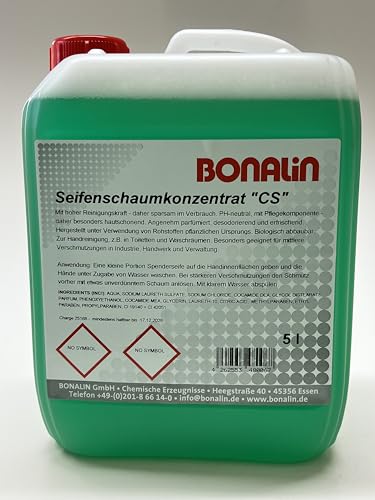 BONALIN Seifenschaumkonzentrat CS 5L Kanister pH 5 5 hautneutral & dermatologisch getestet ergiebige Schaumseife für Spendersysteme B2B Handwaschseife für Büro Hotel Gastronomie Pflege