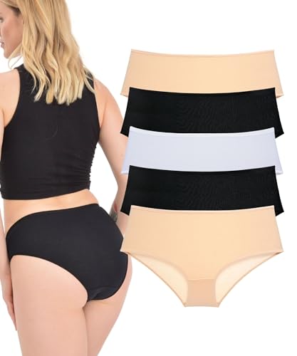 LadyMelex, Slip da Donna Taglie Forti, Slip in Cotone, Confezione da 5, Stile Quotidiano, Nero, Bianco, Beige, 5XL