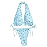 Bikini de Dos Piezas para Mujer con Copa Moldeada y Tirantes Ajustables, Traje de baño de Tela Suave y elástica, Ideal para natación en Playa y Piscina, Resistente al Cloro y Secado rápido (Sky Blue,