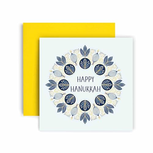 Image of Huxters Hanukkah Greeting Card – Festive Design with Menorah & Star of David – Perfect for Sending Holiday Wishes to Family & Friends