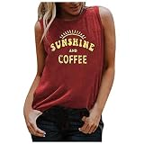 T Shirt S Lässige Damenbluse für Frauen Top mit lockerem Druck Ärmellose Weste Tunic Sport Tank Pulli