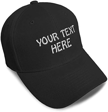Baseball Cap Custom Personalized Text Acrylic Dad Hats for Men & Women Strap Closure Black