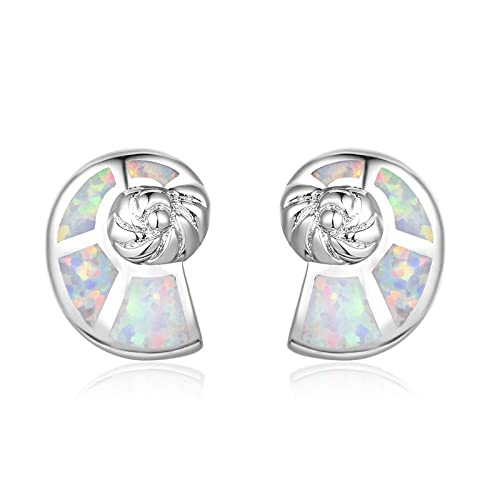 Boucles D'Oreille Femme - Boucles D'Oreilles Mignonnes Ocean Conch Pour Les Femmes Wave White Blue Fire Opal Boucles D'Oreilles Femme Fête De Mariage Sexy Girl Bijoux Cadeaux Pour Sa Femme Petit Cover