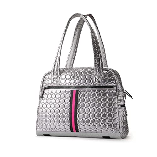 Flyte Adélie Bag | Gym & Travel Quilted Duffel | Silver & Pink (New Edition) #TOP6