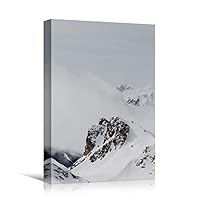 Canvas Wall Art Snowy Tops Cool Dramatic Mountain Nature Photography Romantics - 12x18 inches