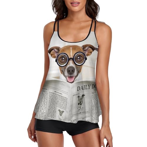 Tankini Chien Femme Maillot Bain Short Garçon Bikini Robe Plage 4 Pièces