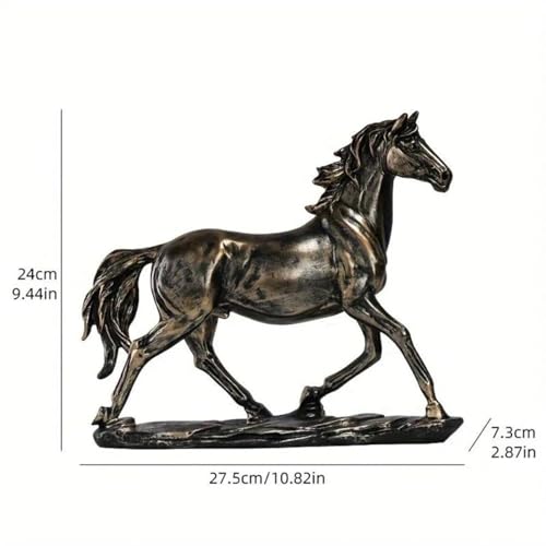 Estatua Caballo en Movimiento de Resina con Acabado Cobre miniatura 2