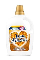 MON AMOUR - Ammorbidente Lavatrice Oro e Argan, Formula più Concentrata per più Profumo e più Lavaggi per Biancheria e Bucato Morbido e Fresco, Dermatologicamente Testato, 1 Flacone da 3L (60 Lavaggi)