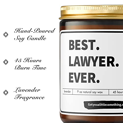 Lawyer Gifts For Women - Best Lawyer Ever 9Oz Soy Candle - Law School Gifts For Female Lawyers, Woman Lawyer Men Attorney Thank You, Student Graduation, Office Desk Decor, Bar Exam Present #TOP3