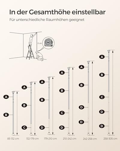 Duschablage Eck für Badezimmer mit Teleskoprohren und 4 Ablagen