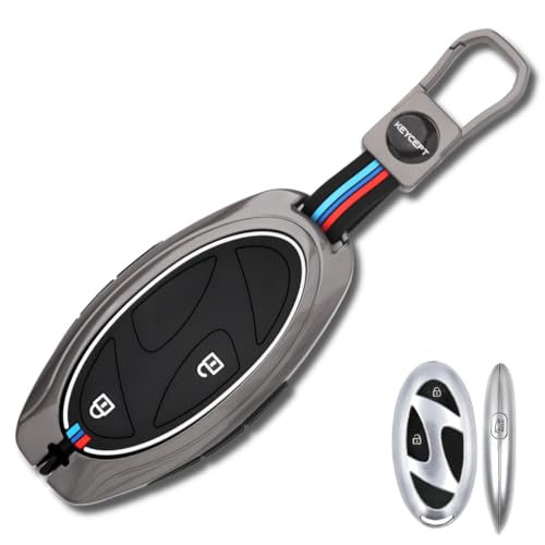 Image of KEYCEPT Metal Alloy Keycover Compatible for Hyun-dai Venue 2026 - 3 Button Smart Key Cover. (Short Keychain)