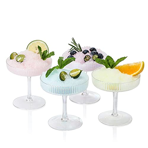 G Iridescent Coupe Glasses set of 4 Vintage Stem-ware