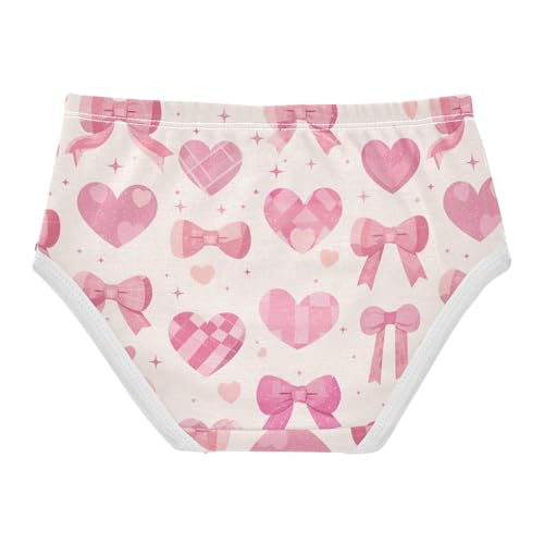 Wusikd Pink Checkered Girls' Underwear Cotton Hearts Bows Girls Briefs Soft Toddler Underwear 2T2