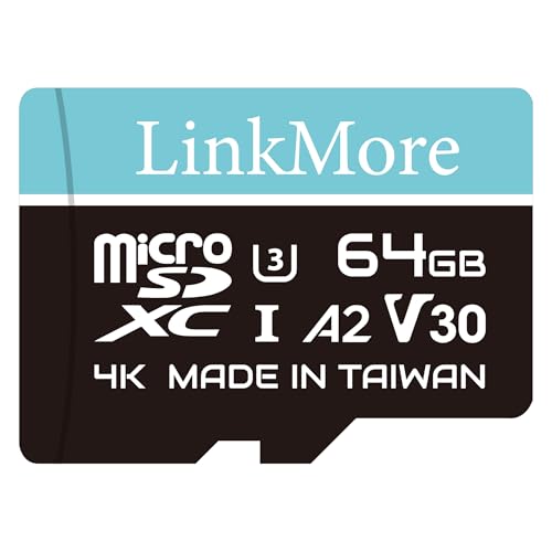 LinkMore MicroSDXC�J�[�h 64GB A2 / V30 / U3 / Switch�Ή�/SD�A�_�v�^�[�t�y�ő�Ǎ�100MB/s�z