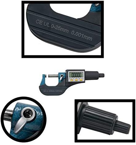 Beslands Digital Micrometer 0-1" / 0-25mm Electronic Display Gauge 0.00004" / 0.001mm Thickness Measuring Inch/Metric Diameter Caliper