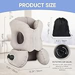Travel Inflatable Pillow Multi-Functional 3-in-1 Head, Neck, and Lumbar Support Pillow for Airplanes, Trains, Cars & Office Naps, with Zipper for Form Switching (Gray) - Image 2