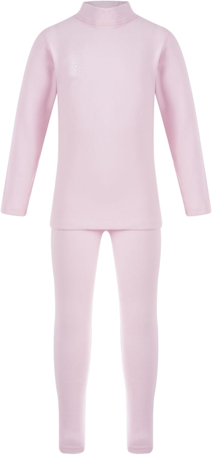 FEESHOW Little Kids Boys Girls Cotton Thermal Underwear Set Unisex Top with Legging Set Baby Base Layer Warm Long Johns